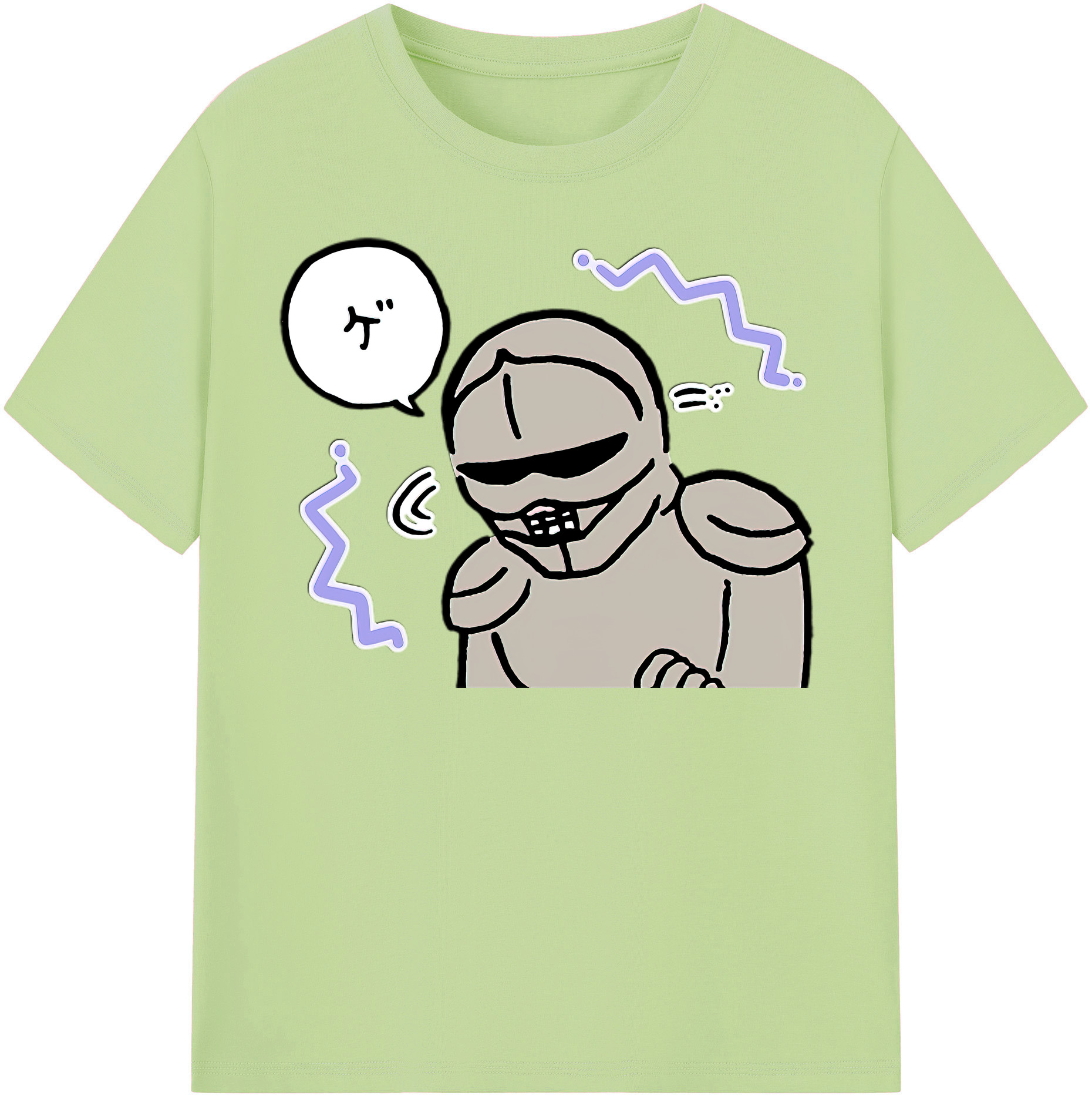 （画像用） ちいかわ 労働の鎧さん Chii-kawa Mr. Armor of Labor 綿100％半袖Tシャツ（フロントプリント）